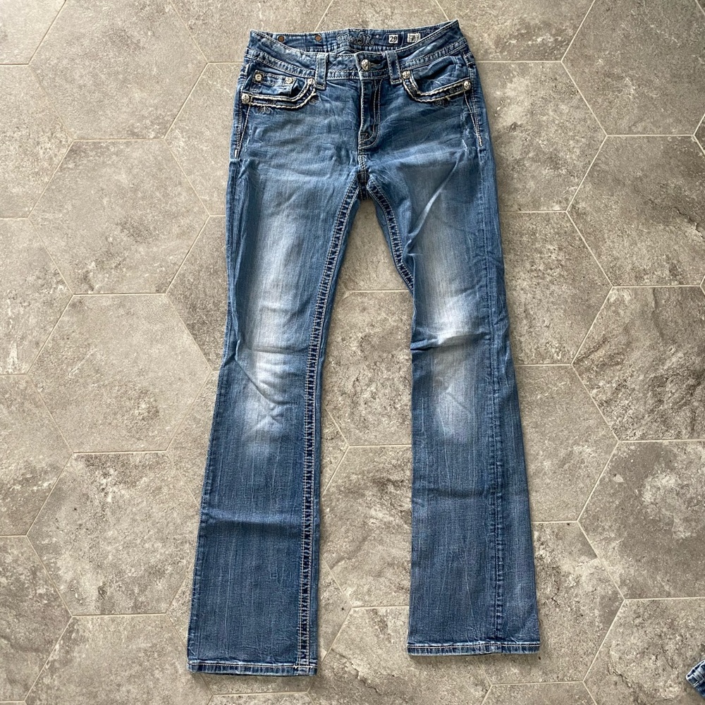 Miss Me JP5838B3 Signature Crystal Sequin Pockets Bootcut Jeans
